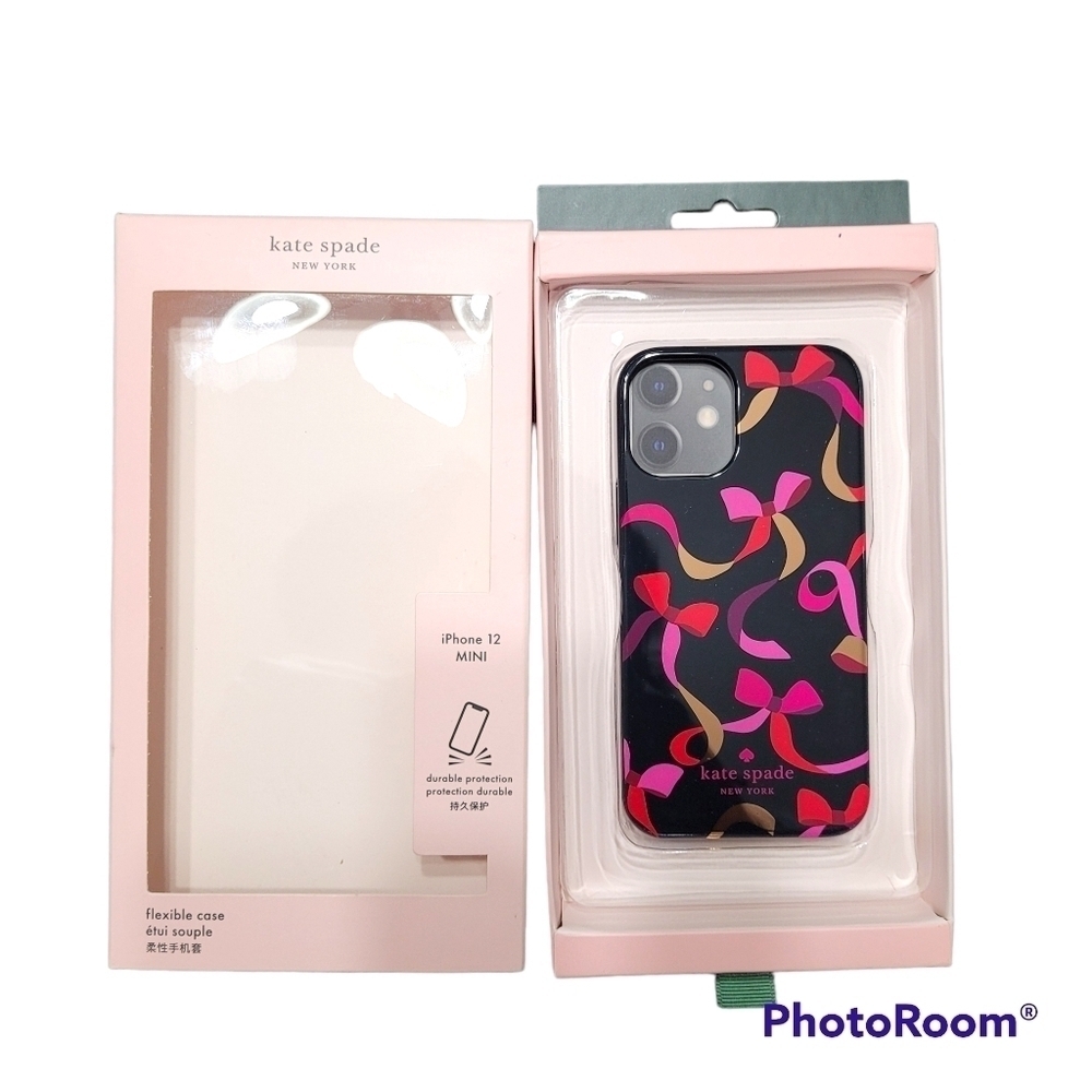 Kate Spade Black And Pink Ribbon Bow iPhone 12 Mini Case‎